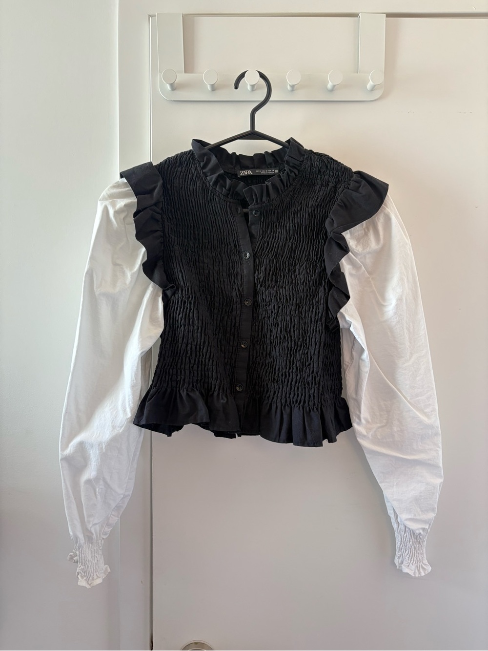 ZARA Combination Poplin Blouse Black & White Like New